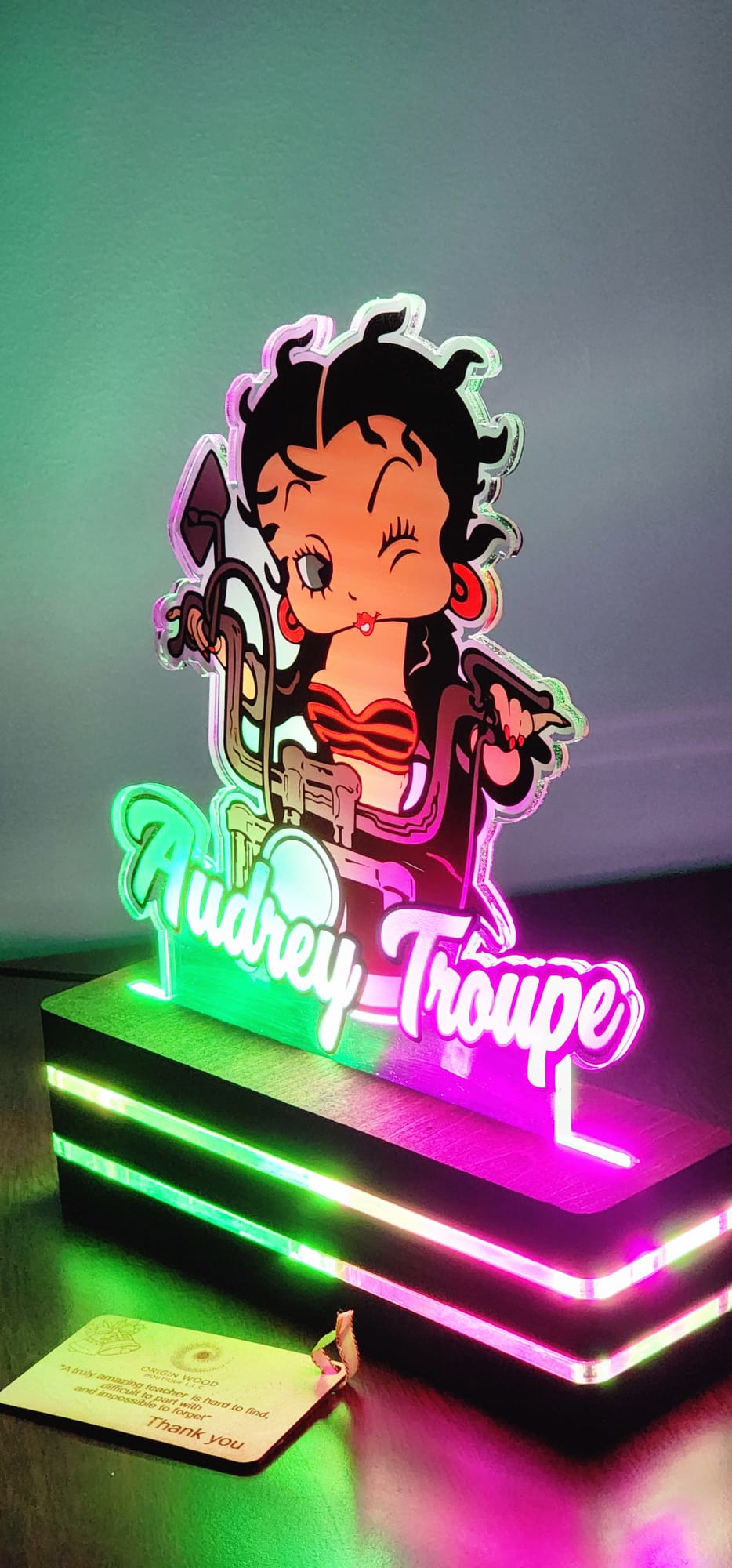 Wood-Acrylic full color 6mm screen customizable lamp for home and business