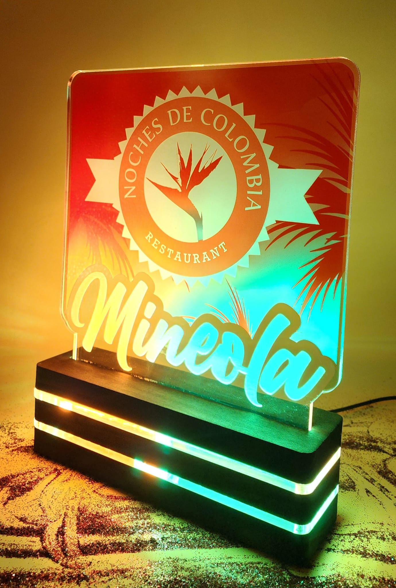 Wood-Acrylic full color 6mm screen customizable lamp for home and business