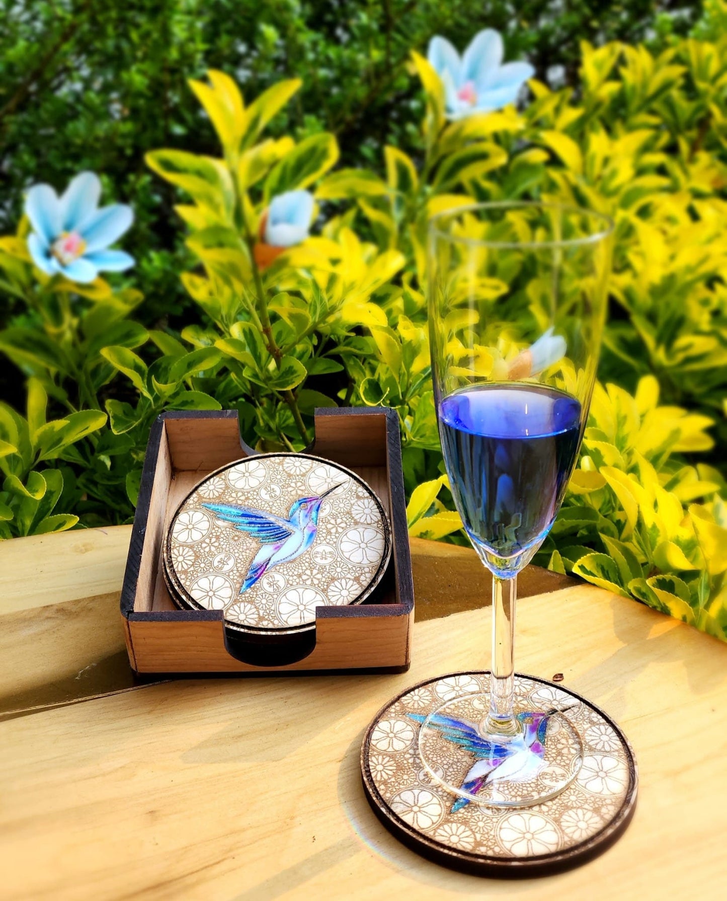 Wood And Resin Coaster, Hummingbird Coaster, Porta vasos , Coaster gift, Anniversary Gift, Wedding Gift , Occasion Gift, Resin, Wood Art .